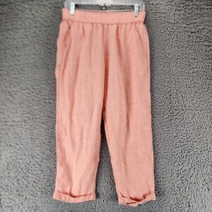 Rachel Rachel Roy Pants Womens Small Coral Pink Linen Pull Up Cropped